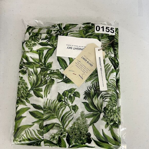 Midnight Sky NWT Linen Blend Women M Green Tropical Wide Leg Pants Boho Vacation - Picture 4 of 12